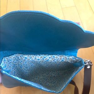Turquoise leather crossbody purse
